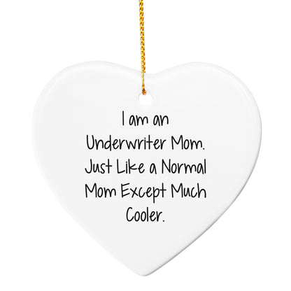 Underwriter Mom Gifts, Christmas Circle Ornament, 'I Am An Underwriter Mom' Quote, Durable MDF, White, for Women, Friends, Family, Colorful, Lightweight, Easy Hanging, Festive, Unique - Mallard Moon