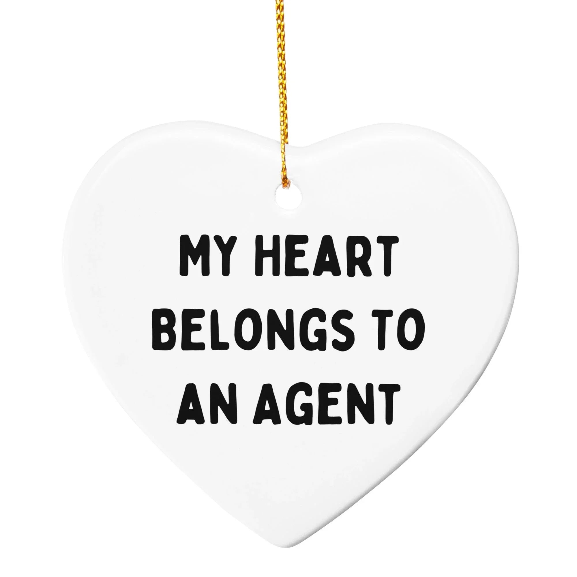 Funny Agent Gifts for Him or Her - My Heart Belongs To An Agent Circle Ornament, Agent Lover Gifts, Christmas Unique Gifts from Friends, Coworkers, Family