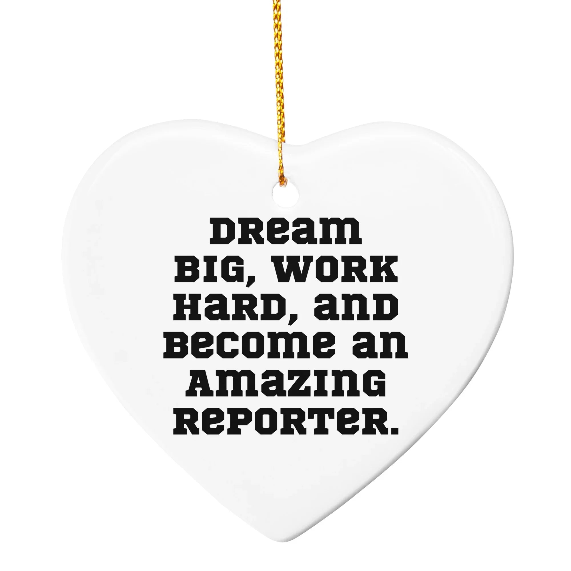 Reporter Christmas Circle Ornament- 'Dream Big, Work Hard, And Become An Amazing Reporter.' Gifts