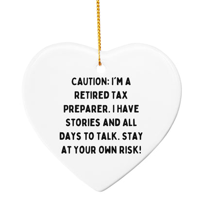Funny Tax Preparer Oval Ornament 'Caution: I'm A Retired Tax Preparer Christmas Retirement Gifts