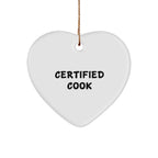 Certified Cook's Heartfelt Christmas Unique Gift from Friends, Cooks, or Family - Funny Quote Cook Heart Ornament