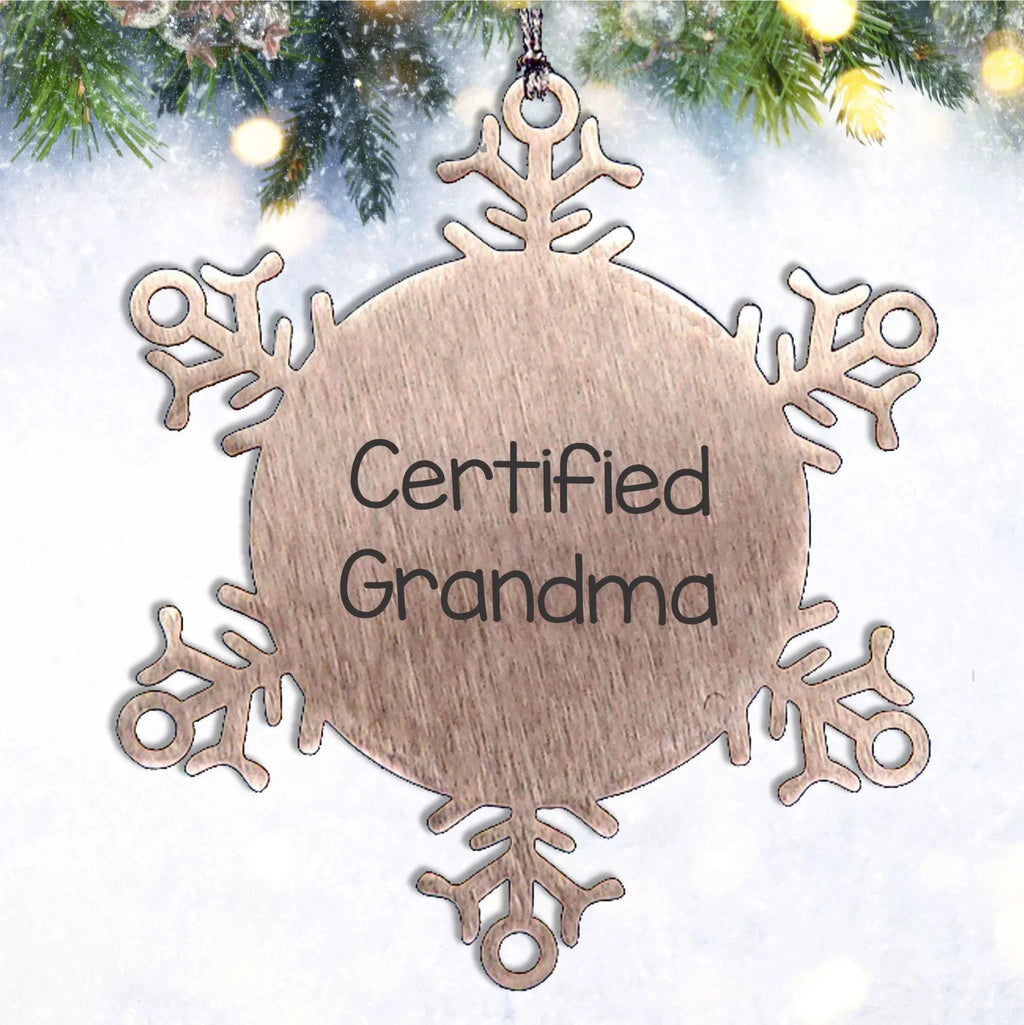 Certified Grandma's Funny Christmas Snowflake Ornament Gifts from Family for Grandma