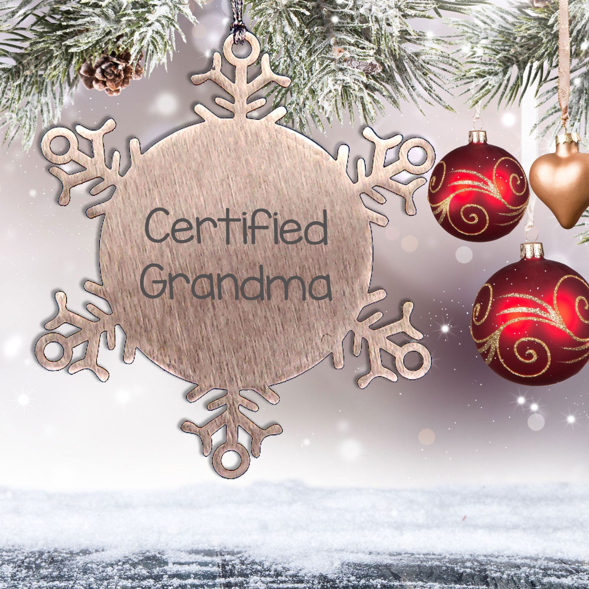 Certified Grandma's Funny Christmas Snowflake Ornament Gifts from Family for Grandma