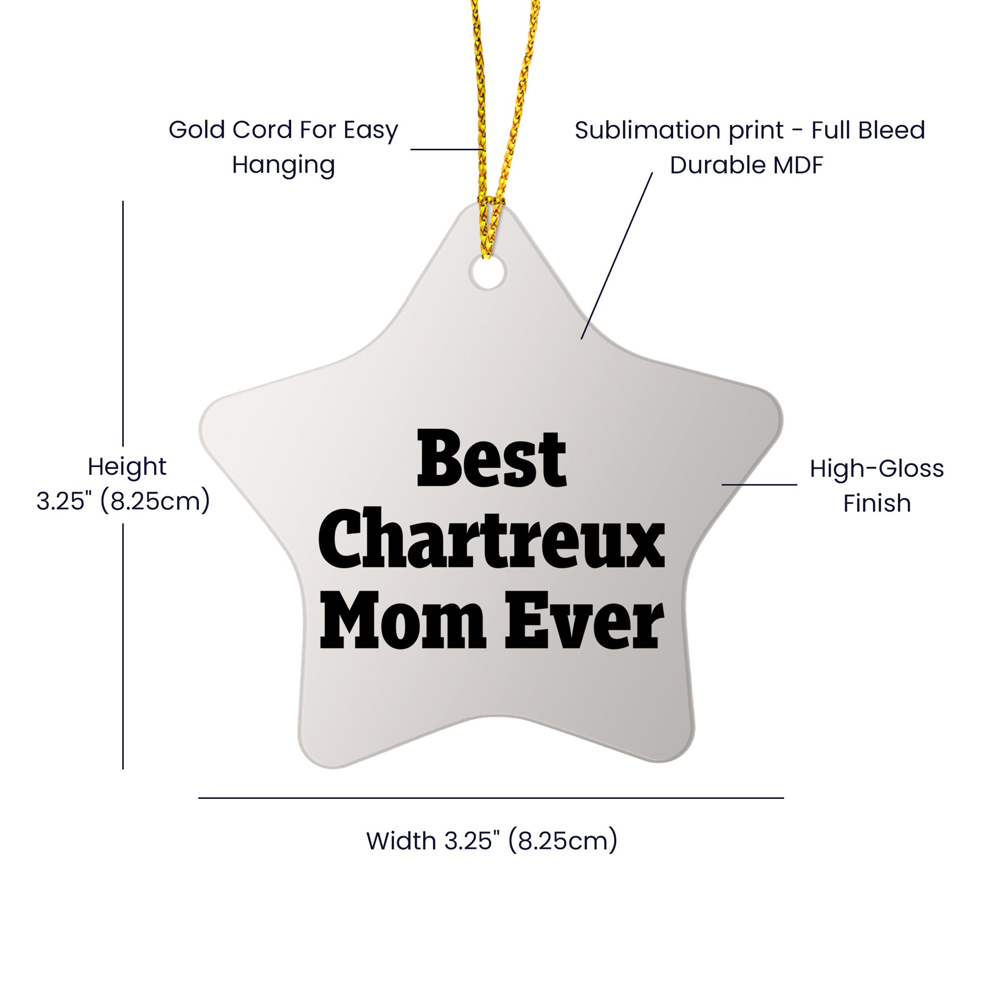 Chartreux Cat Gifts from Best Mom Ever, Star Ornament for Christmas