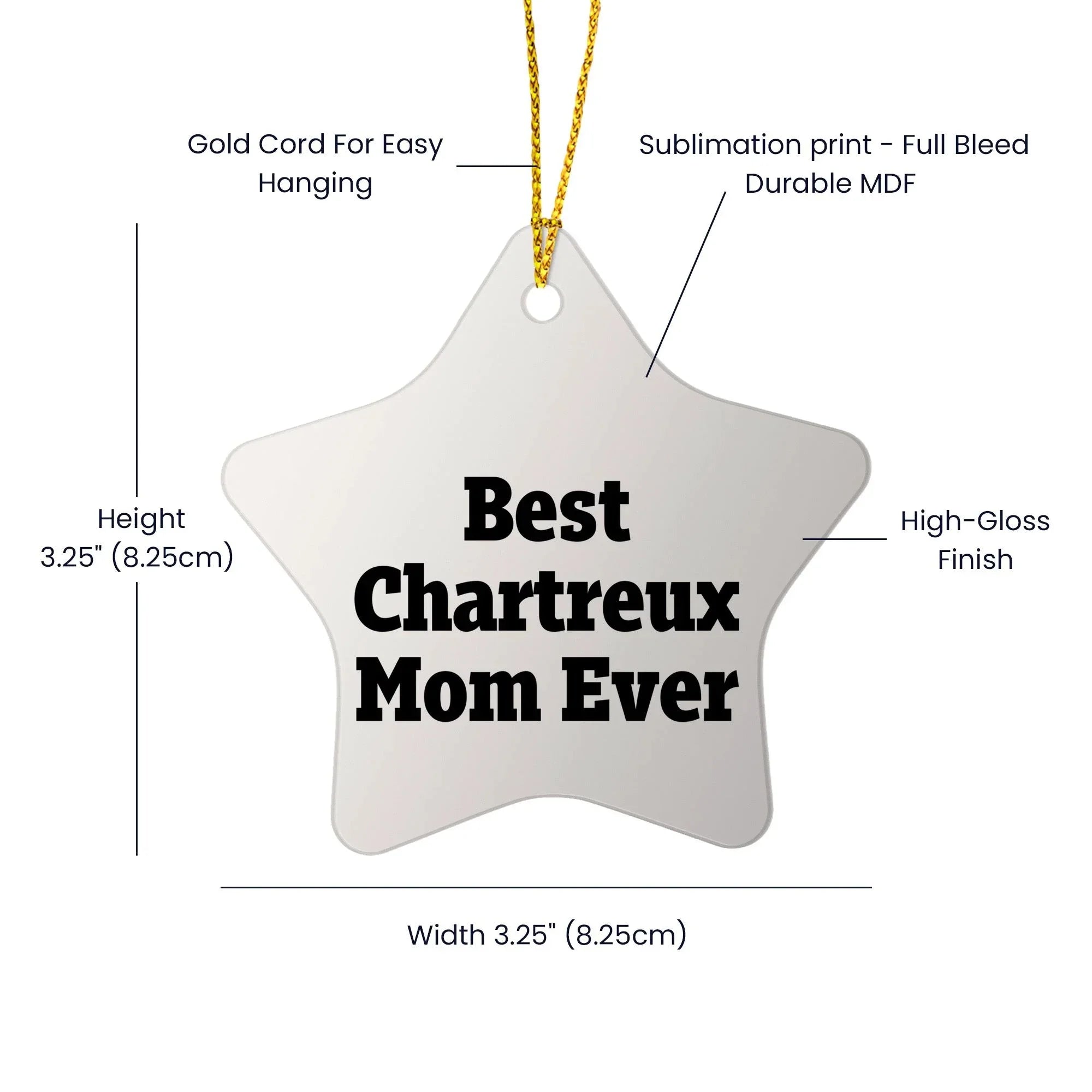 Chartreux Cat Gifts from Best Mom Ever, Star Ornament for Christmas