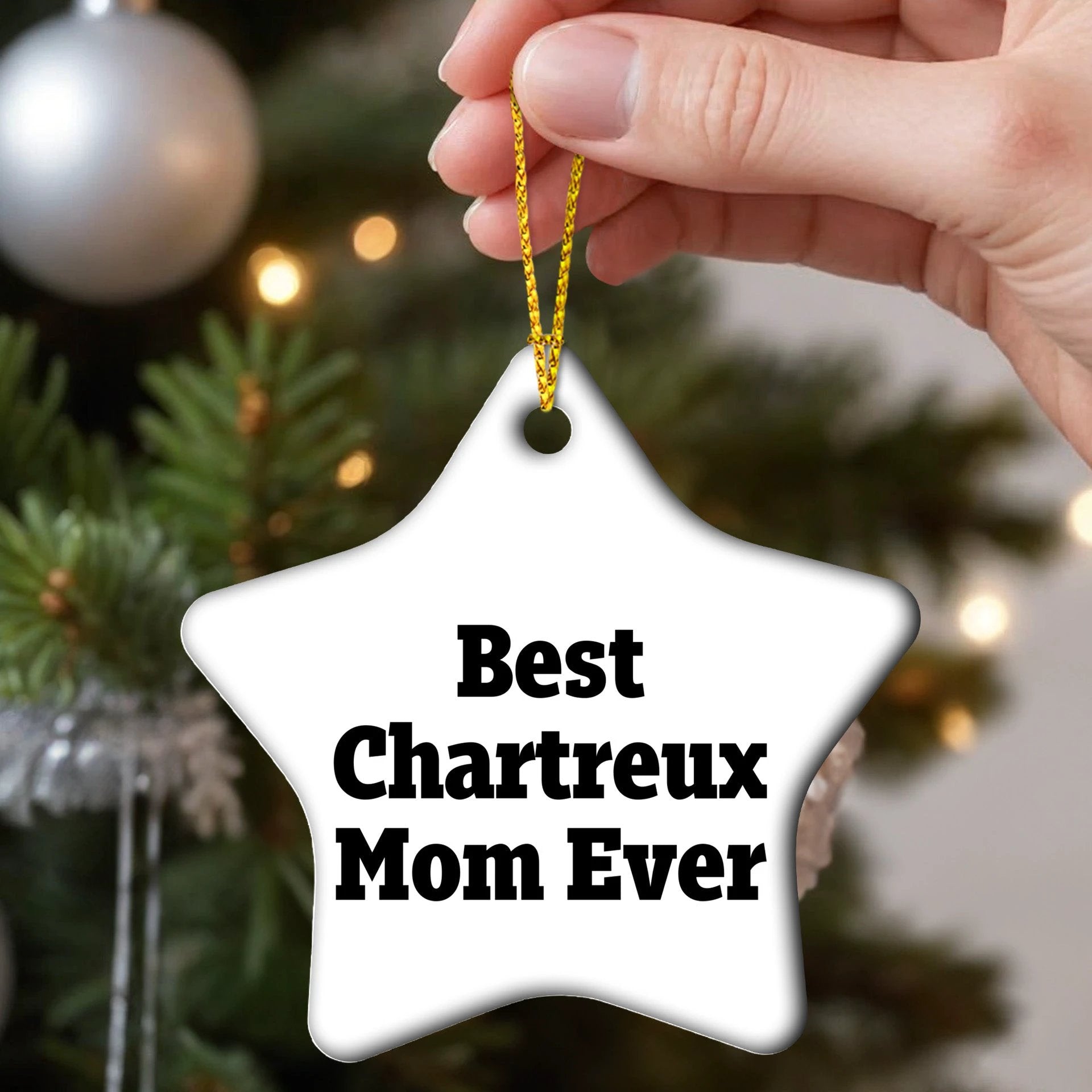 Chartreux Cat Gifts from Best Mom Ever, Star Ornament for Christmas