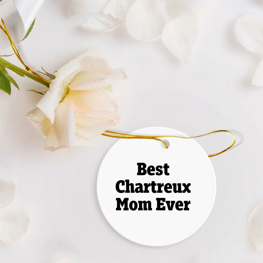 Chartreux Cat Mom Gifts from Family to Friends - Best Chartreux Mom Ever Circle Ornament for Christmas