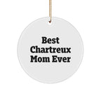 Chartreux Cat Mom Gifts from Family to Friends - Best Chartreux Mom Ever Circle Ornament for Christmas