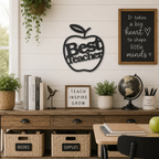 Best Teacher Metal Wall Art | Teacher Appreciation Gift | Apple Classroom Decor | Teacher Office Wall Sign | Made in USA