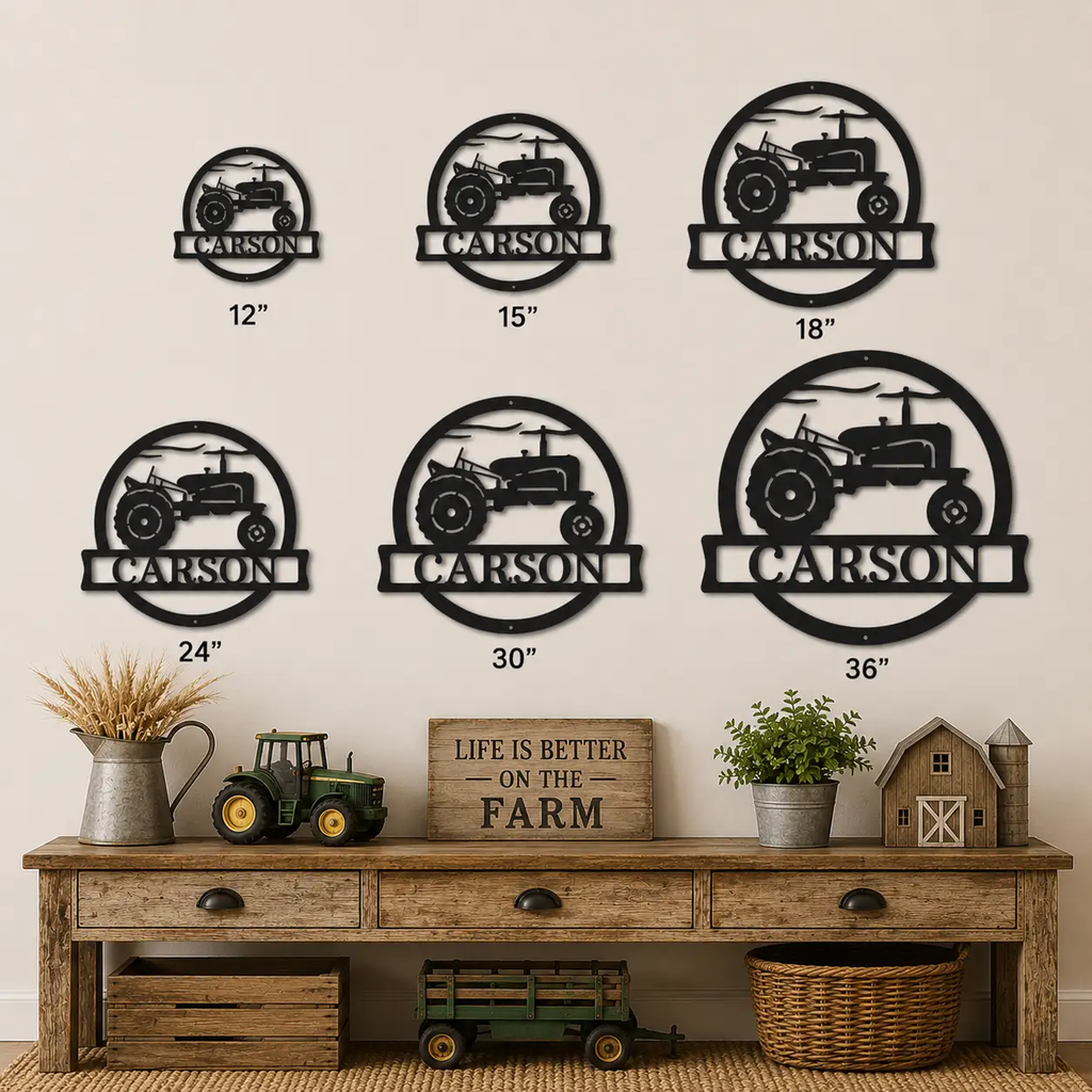 Personalized Tractor Metal Wall Art | Custom Farm Name Sign | Farmer Metal Sign | Rustic Farmhouse Decor | Country Wall Art | Made in USA