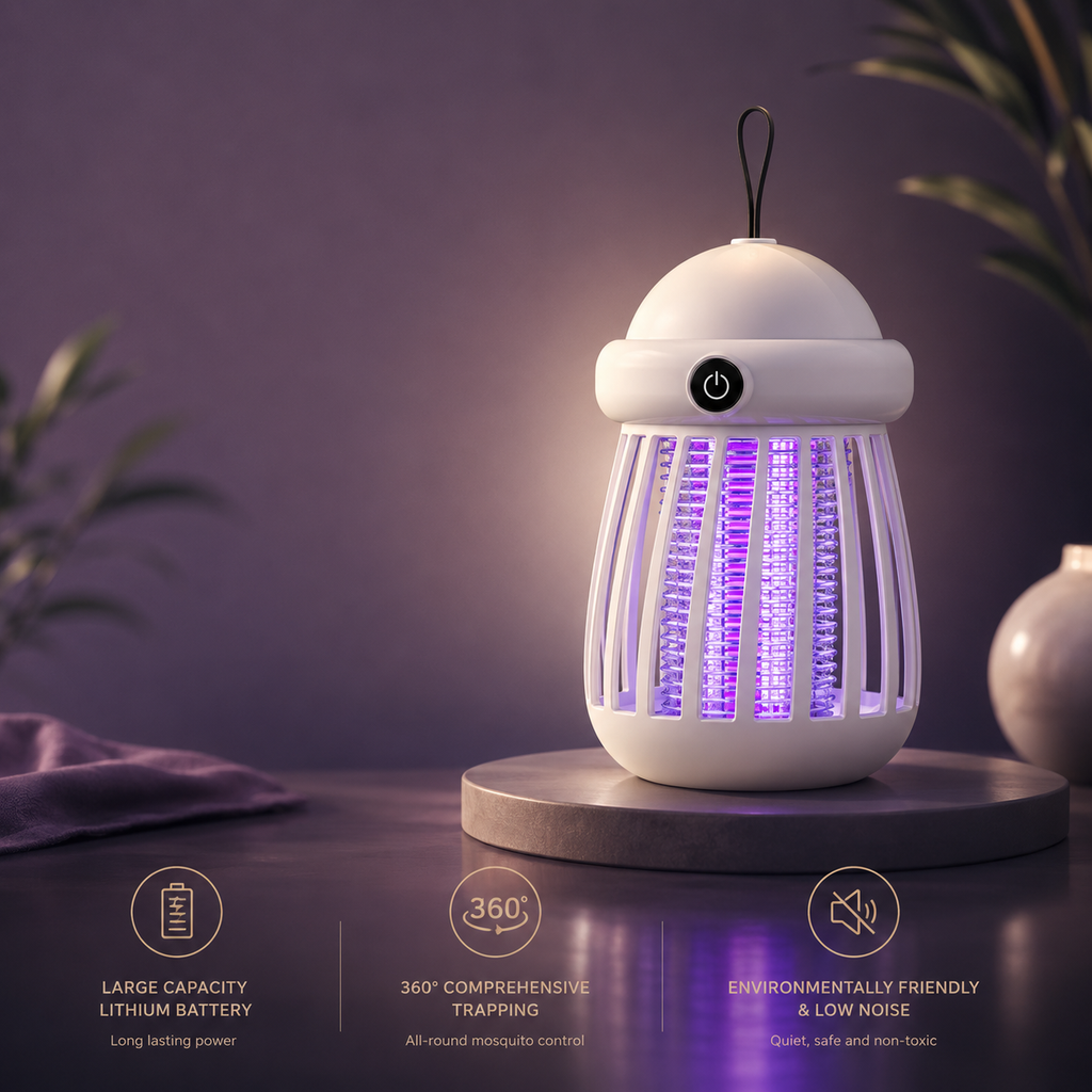Mosquito Killer Lamp USB Rechargeable – 360° Insect Trap & Electric Bug Zapper for Indoor & Outdoor Use