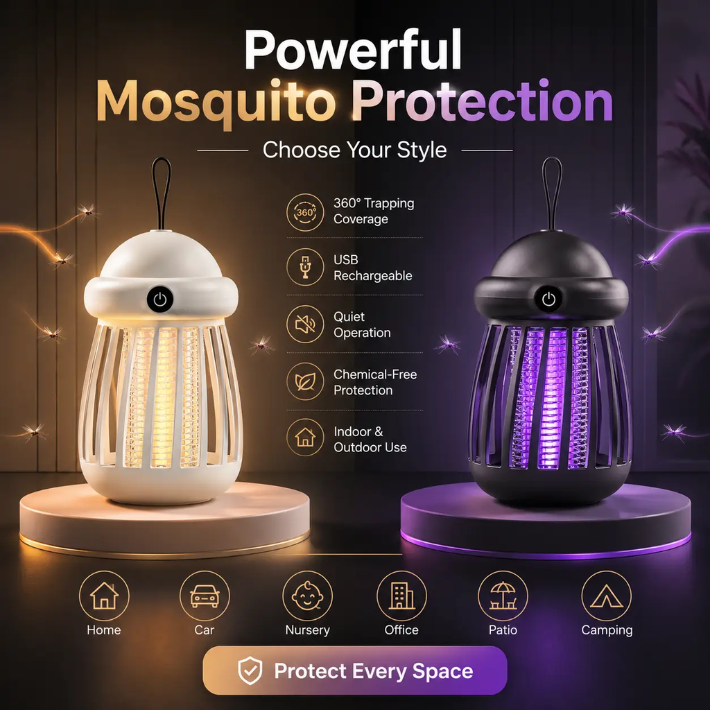 Mosquito Killer Lamp USB Rechargeable – 360° Insect Trap & Electric Bug Zapper for Indoor & Outdoor Use