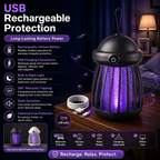 Mosquito Killer Lamp USB Rechargeable – 360° Insect Trap & Electric Bug Zapper for Indoor & Outdoor Use