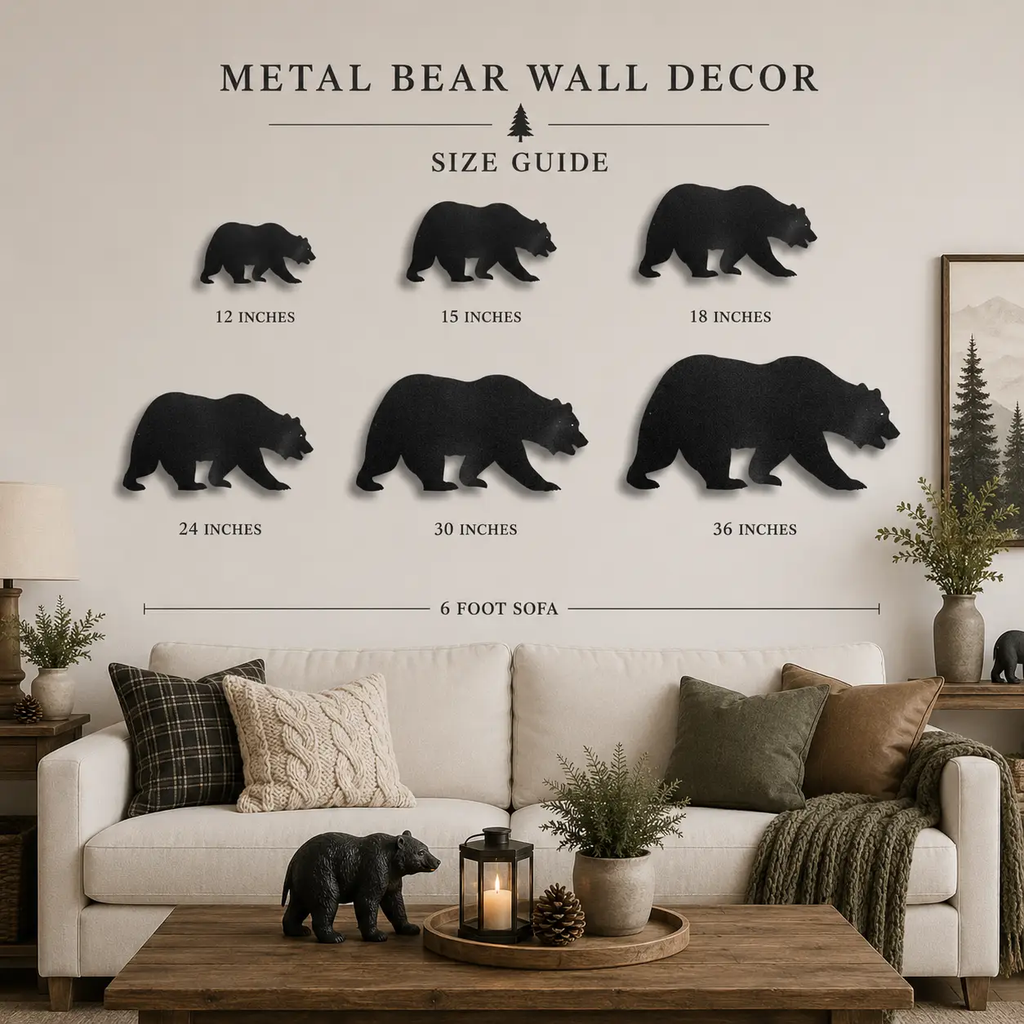 Grizzly Bear Metal Wall Art Sign – Rustic Cabin Wildlife Decor – Bear Silhouette Steel Wall Art – Outdoor Lodge Mountain Home Decor