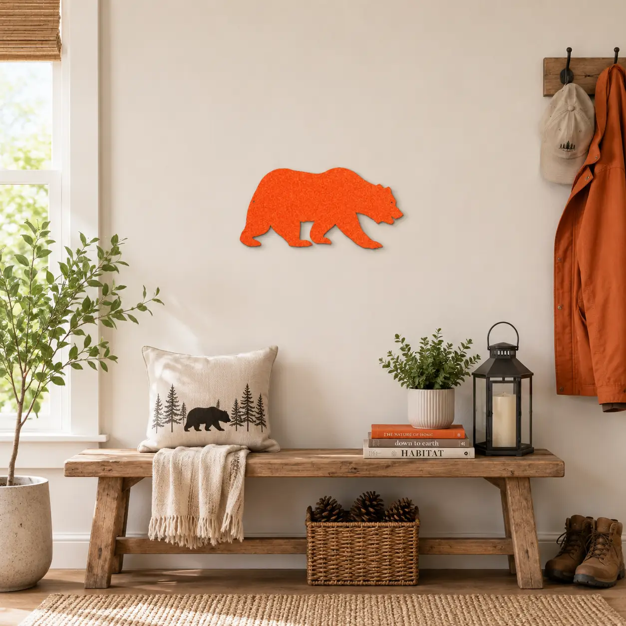 Grizzly Bear Metal Wall Art Sign – Rustic Cabin Wildlife Decor – Bear Silhouette Steel Wall Art – Outdoor Lodge Mountain Home Decor