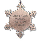 Chef By Day, Snowflake Ornament for Christmas Unique Gifts from Family, Friends to the World's Best Mom