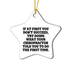 Chiropractor Funny Star Ornament for Christmas, If At First You Don't Succeed, Try Doing What Your Chiropractor Told You To Do The First Time