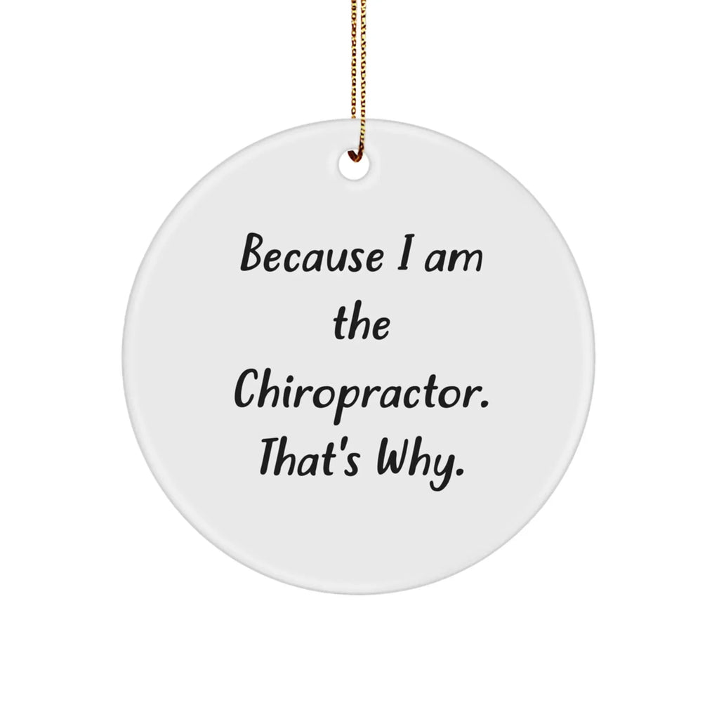 Chiropractor Gifts from Friends, Because I Am The Chiropractor. That's Why., Circle Ornament for Christmas