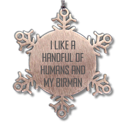 Christmas Birman Cat Snowflake Ornament Gifts for Cat Lovers Funny Quote - I Like A Handful Of Humans And My Birman