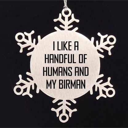 Christmas Birman Cat Snowflake Ornament Gifts for Cat Lovers Funny Quote - I Like A Handful Of Humans And My Birman