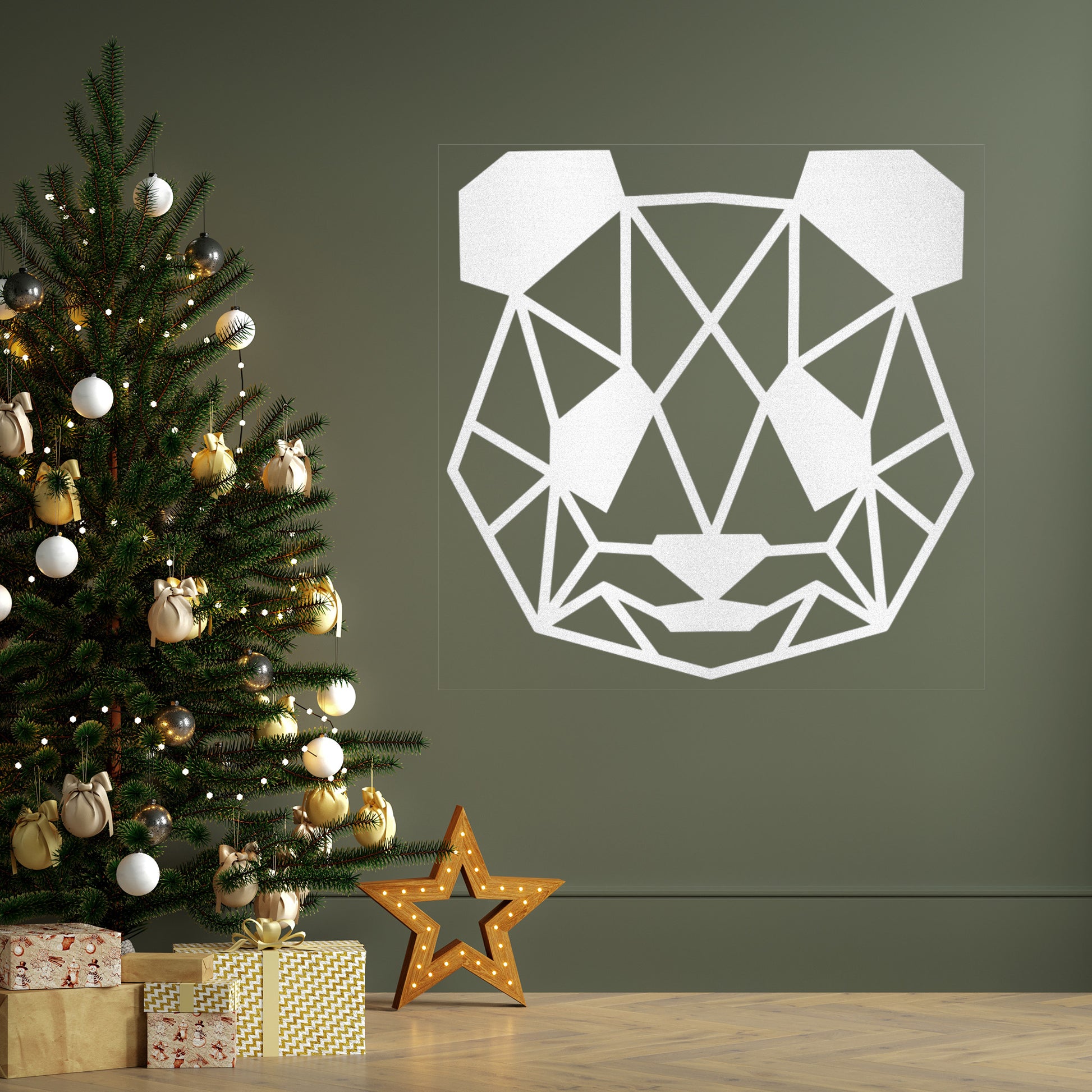 Geometric Panda Metal Wall Art – Modern Animal Steel Décor – Minimalist Panda Head Wall Hanging - Mallard Moon