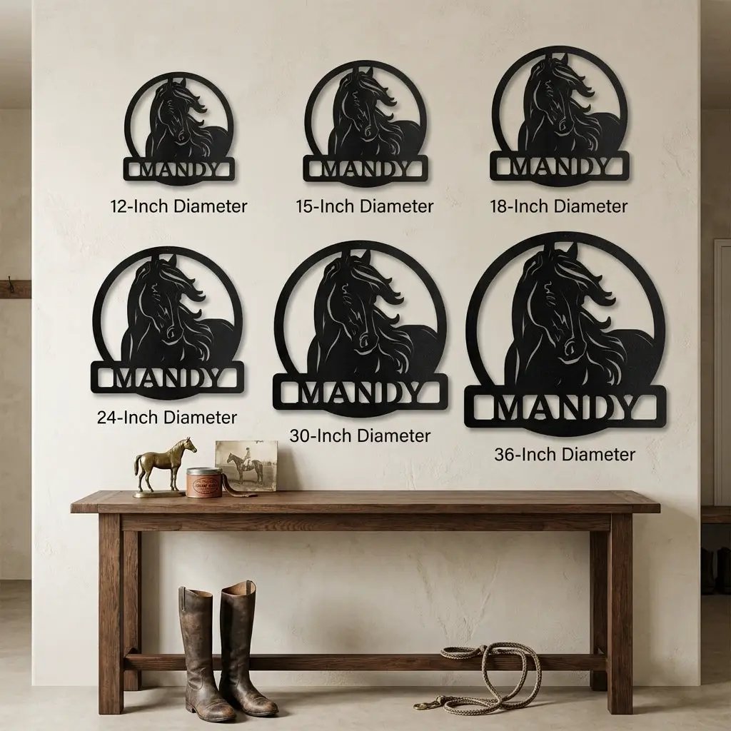 Personalized Horse Metal Wall Art | Custom Horse Name Sign | Equestrian Metal Wall Decor | Horse Lover Gift | Made in USA