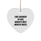 Civil Engineer Gifts from Mom - Heart Ornament with Funny Quote, Perfect for Christmas, Gifts for Civil Engineer