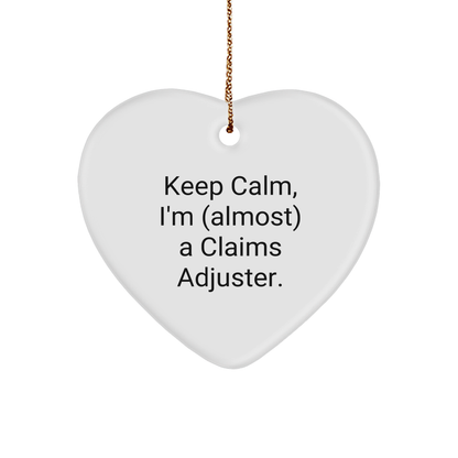 Claims Adjuster Heart Ornament, Funny Quote Gift for Claims Adjuster Friends, Christmas Unique Gifts from Family to Coworkers