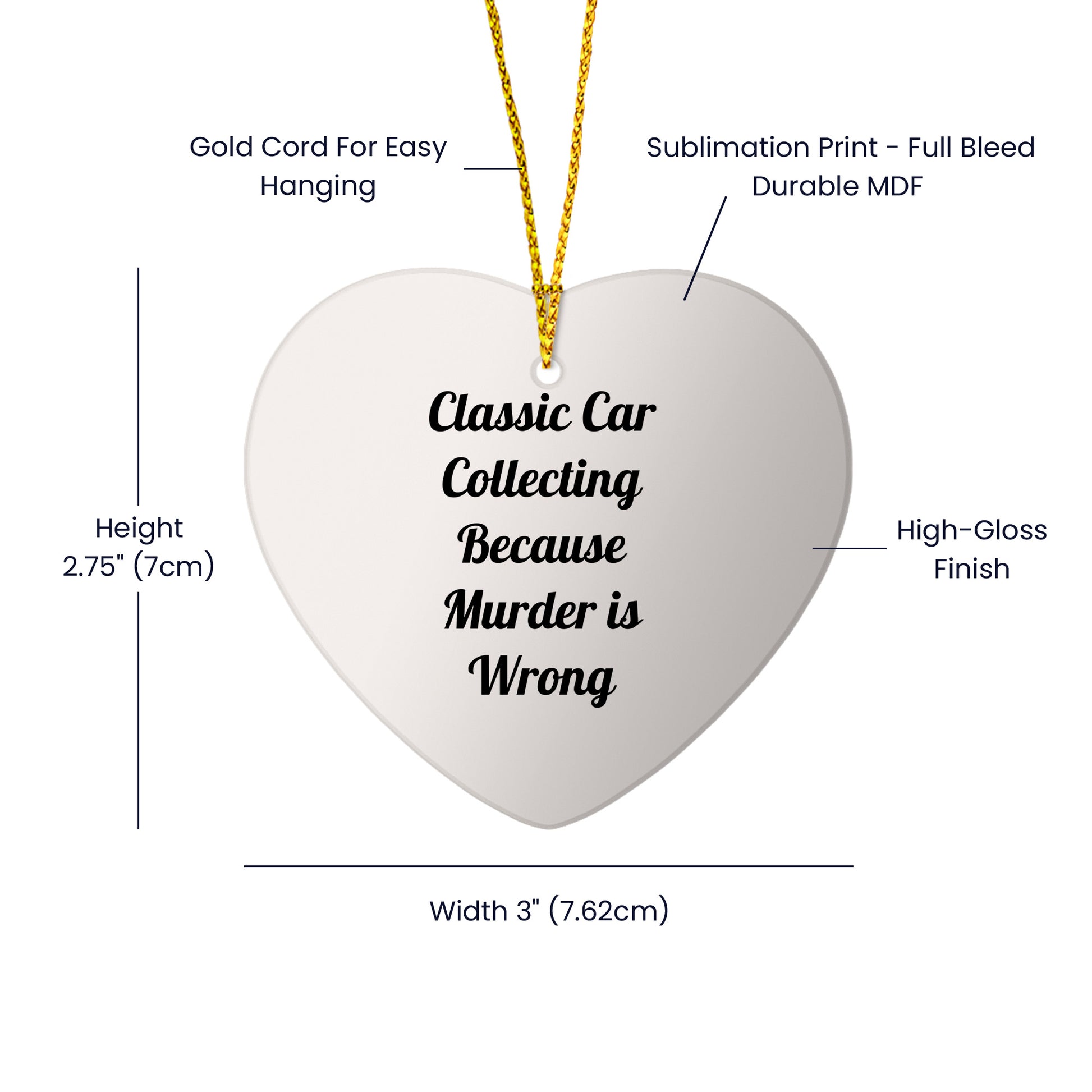 Classic Car Collecting Gifts, Heart Ornament, Funny Quote, Christmas Unique Gifts from Friends