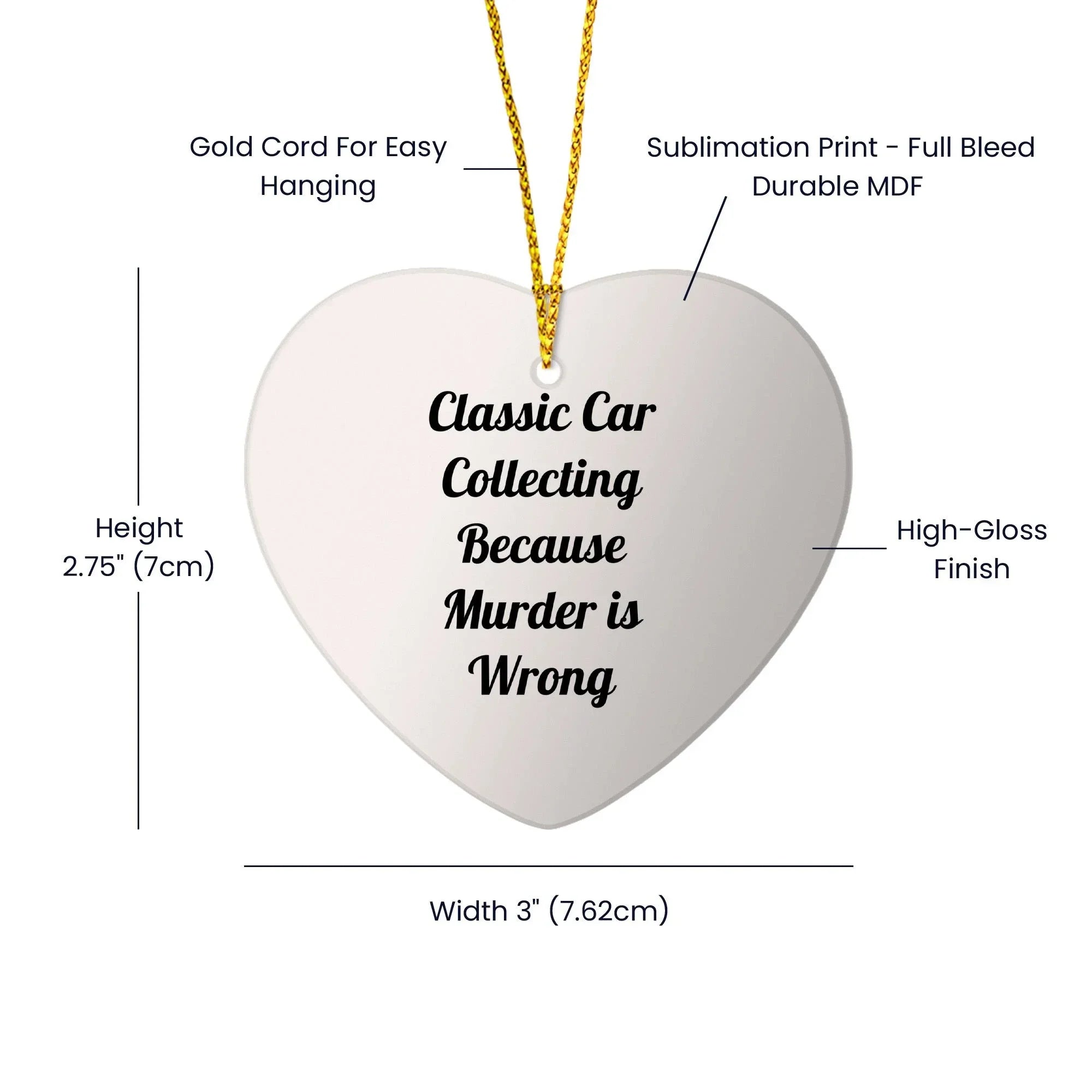 Classic Car Collecting Gifts, Heart Ornament, Funny Quote, Christmas Unique Gifts from Friends