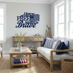 Home of the Free Because of the Brave Metal Wall Art – Patriotic American Flag Sign – Handmade Steel Indoor/Outdoor Décor