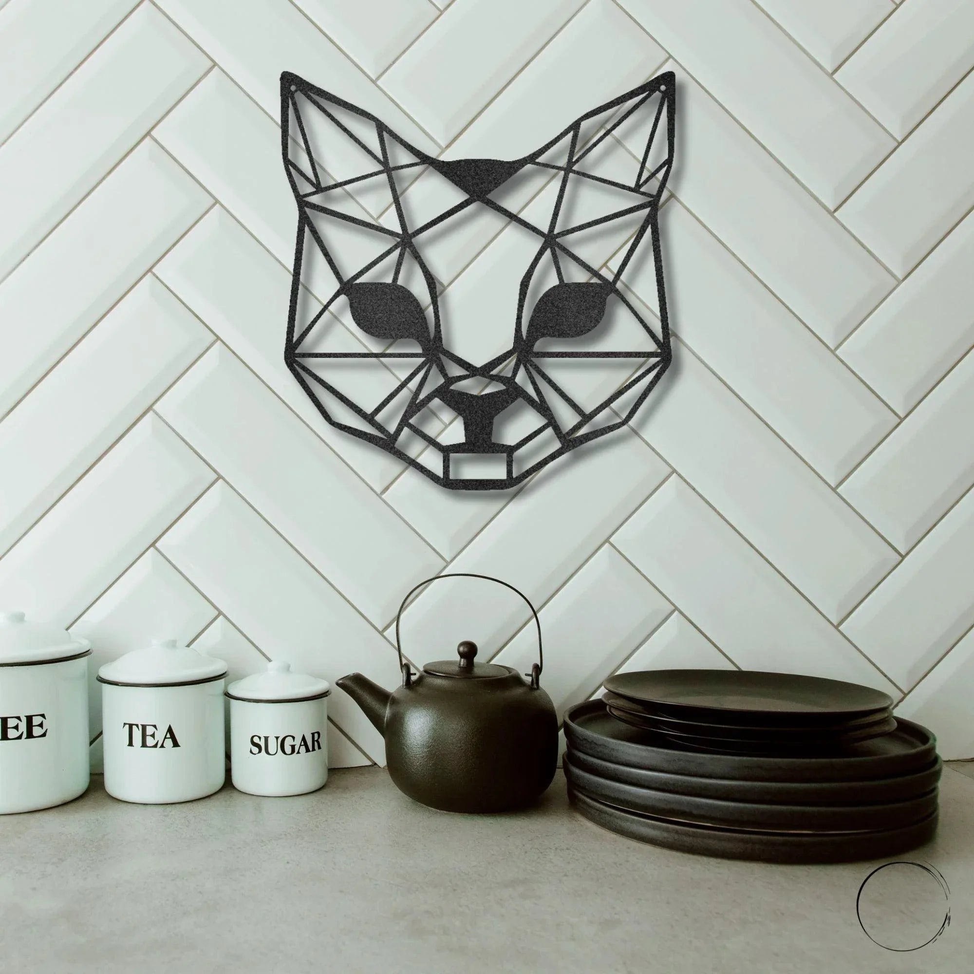 Cat Geometric Indoor Outdoor Steel Wall Sign