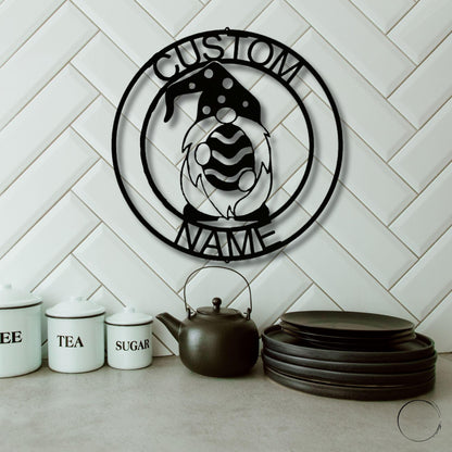 Gnome Easter Egg Custom Name Metal Art Wall Sign Home Decor - Mallard Moon Gift Shop