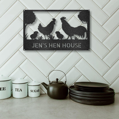 Personalized Hen House Metal Wall Art: Celebrate Your Coop with Style - Mallard Moon Gift Shop