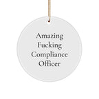Compliance Officer Christmas Circle Ornament Gifts from Friends, 'Amazing F--king Compliance Officer' Quote, Perfect for Compliance Officer Gifts