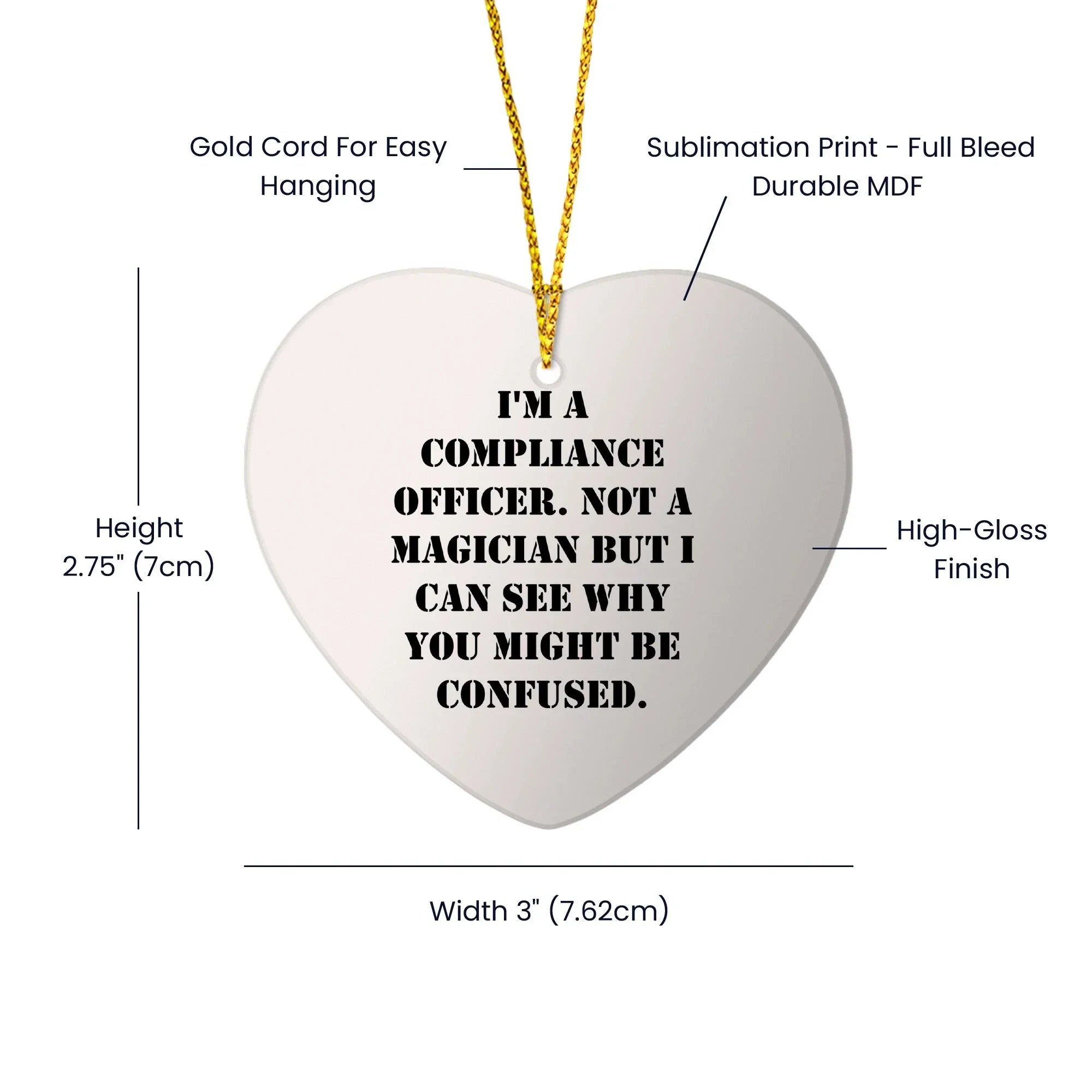 Compliance Officer Gifts from Men to Compliance Officers Heart Ornament, Funny Quote, Christmas Unique Gifts