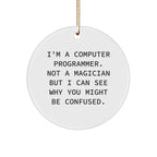 Computer Programmer Gifts from Friends - Funny Circle Ornament, 'I'm A Computer Programmer' Quote, Christmas Unique Gifts for Men