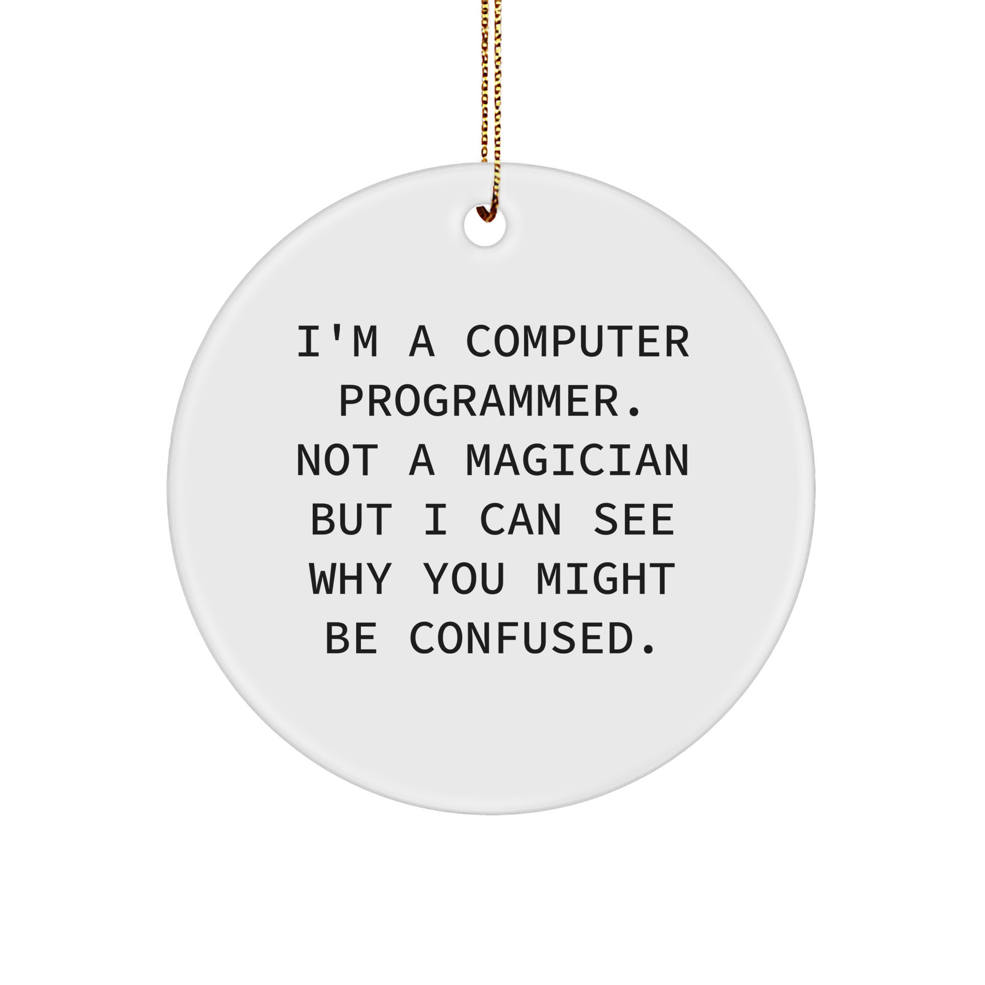 Computer Programmer Gifts from Friends - Funny Circle Ornament, 'I'm A Computer Programmer' Quote, Christmas Unique Gifts for Men