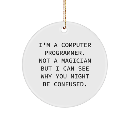 Computer Programmer Gifts from Friends - Funny Circle Ornament, 'I'm A Computer Programmer' Quote, Christmas Unique Gifts for Men