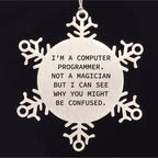 Computer Programmer Gifts from Friends for Christmas - Snowflake Ornament, Funny Quote, Stainless Steel, Safe, and Durable