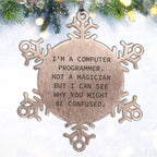 Computer Programmer Gifts from Friends for Christmas - Snowflake Ornament, Funny Quote, Stainless Steel, Safe, and Durable