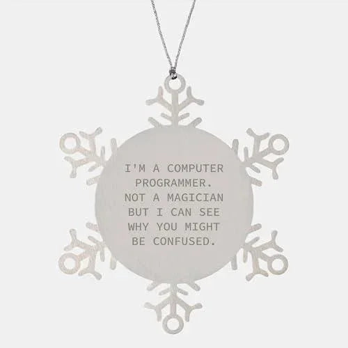 Computer Programmer Gifts from Friends for Christmas - Snowflake Ornament, Funny Quote, Stainless Steel, Safe, and Durable