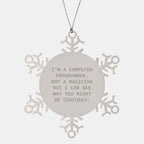Computer Programmer Gifts from Friends for Christmas - Snowflake Ornament, Funny Quote, Stainless Steel, Safe, and Durable