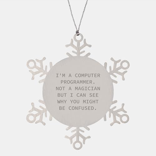 Computer Programmer Gifts from Friends for Christmas - Snowflake Ornament, Funny Quote, Stainless Steel, Safe, and Durable