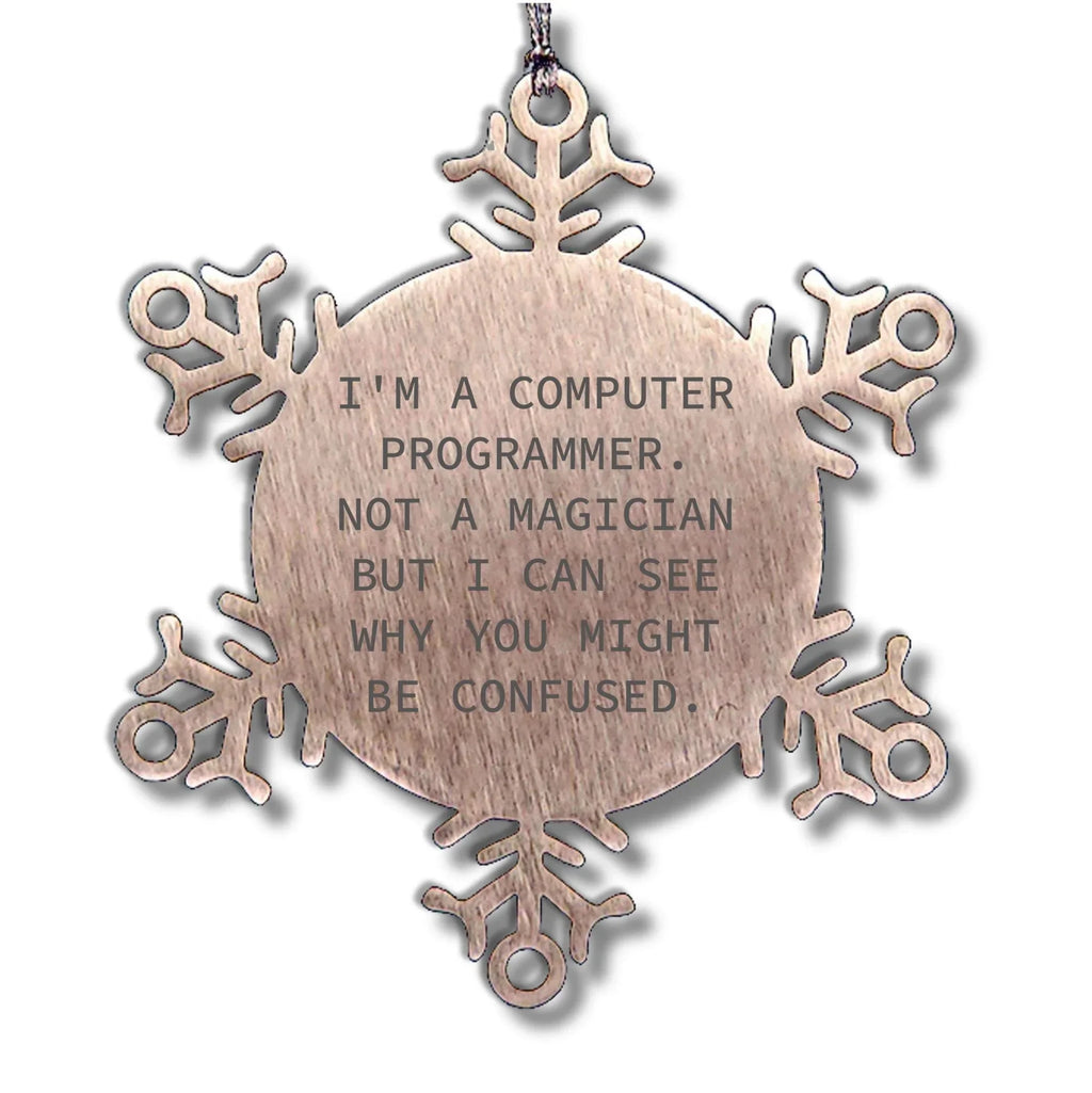 Computer Programmer Gifts from Friends for Christmas - Snowflake Ornament, Funny Quote, Stainless Steel, Safe, and Durable