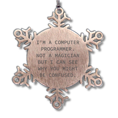 Computer Programmer Gifts from Friends for Christmas - Snowflake Ornament, Funny Quote, Stainless Steel, Safe, and Durable