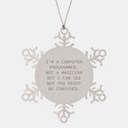 Computer Programmer Gifts from Friends for Christmas - Snowflake Ornament, Funny Quote, Stainless Steel, Safe, and Durable