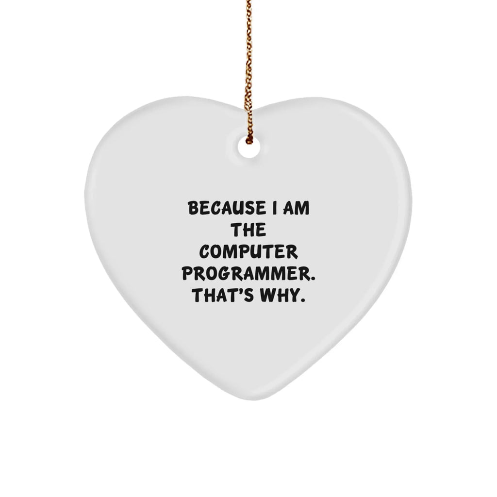 Computer Programmer Heart Ornament, Funny Quote Gifts from Friends to Coworkers, Because I Am The Computer Programmer. That's Why., Christmas Unique Gifts for Men