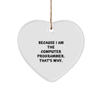 Computer Programmer Heart Ornament, Funny Quote Gifts from Friends to Coworkers, Because I Am The Computer Programmer. That's Why., Christmas Unique Gifts for Men