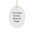 Concierge Oval Ornament Funny Quote - Concierge By Day. Ninja By Night Christmas Gifts